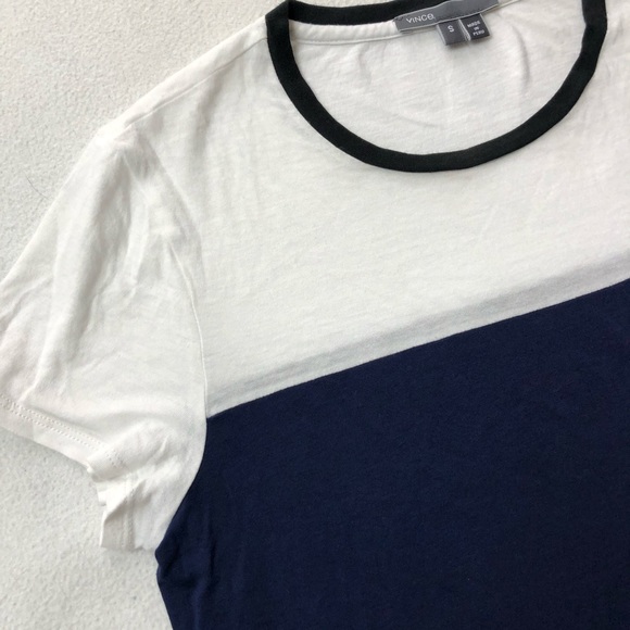 Vince Colorblock Short Sleeve Tee Blue Black - Picture 5 of 8